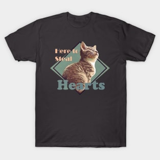 Cat lovers. Here to steal hearts. Retro T-Shirt